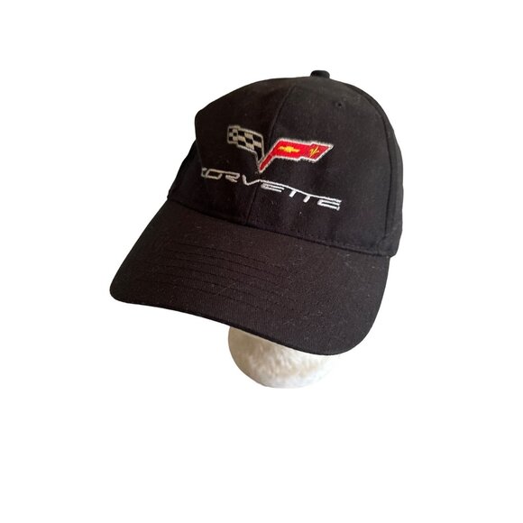 Black Corvette Mobil Racing Hat Cap Adjustable - Picture 1 of 6